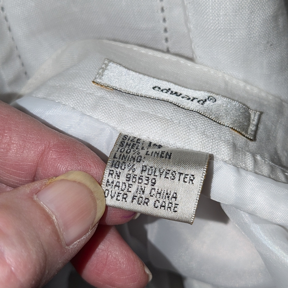 Edward® White 100% linen skirt. A-line flared. Size 14. Midi length skirt 34" - Picture 2 of 7